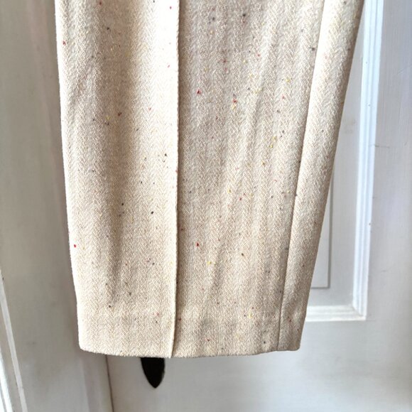 ecru Straight Leg Speckled Suit Pants Ankle Cream Size 8 - Picture 6 of 13
